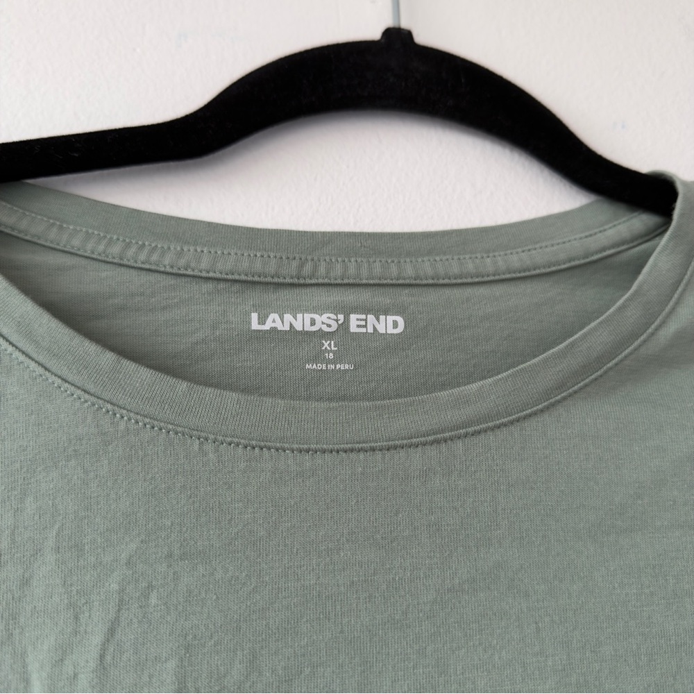 Lands' End Womens Sage Crew Neck T-Shirt - Picture 2 of 5